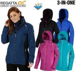 REGATTA WOMENS LADIES 3 IN 1 PREMILLA WATERPROOF COAT / JACKET