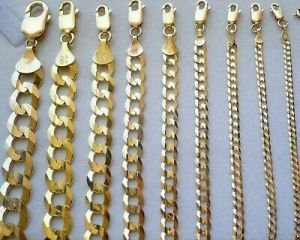 2MM- 11MM 14K SOLID YELLOW GOLD CUBAN LINK WOMEN/ MEN&#039;S NECKLACE CHAIN 16"-30"