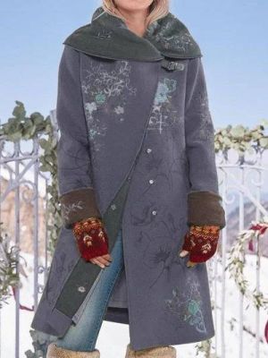 miriamshop בגדי נשים  Casual Floral Casual Hoodie Outerwear Jacket Coats